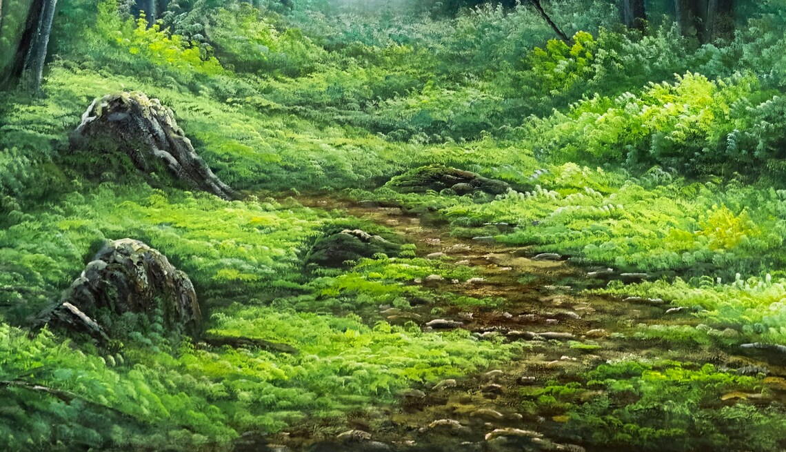 Abstract Forest Oil Painting, Green Landscape Art Print - Image 4