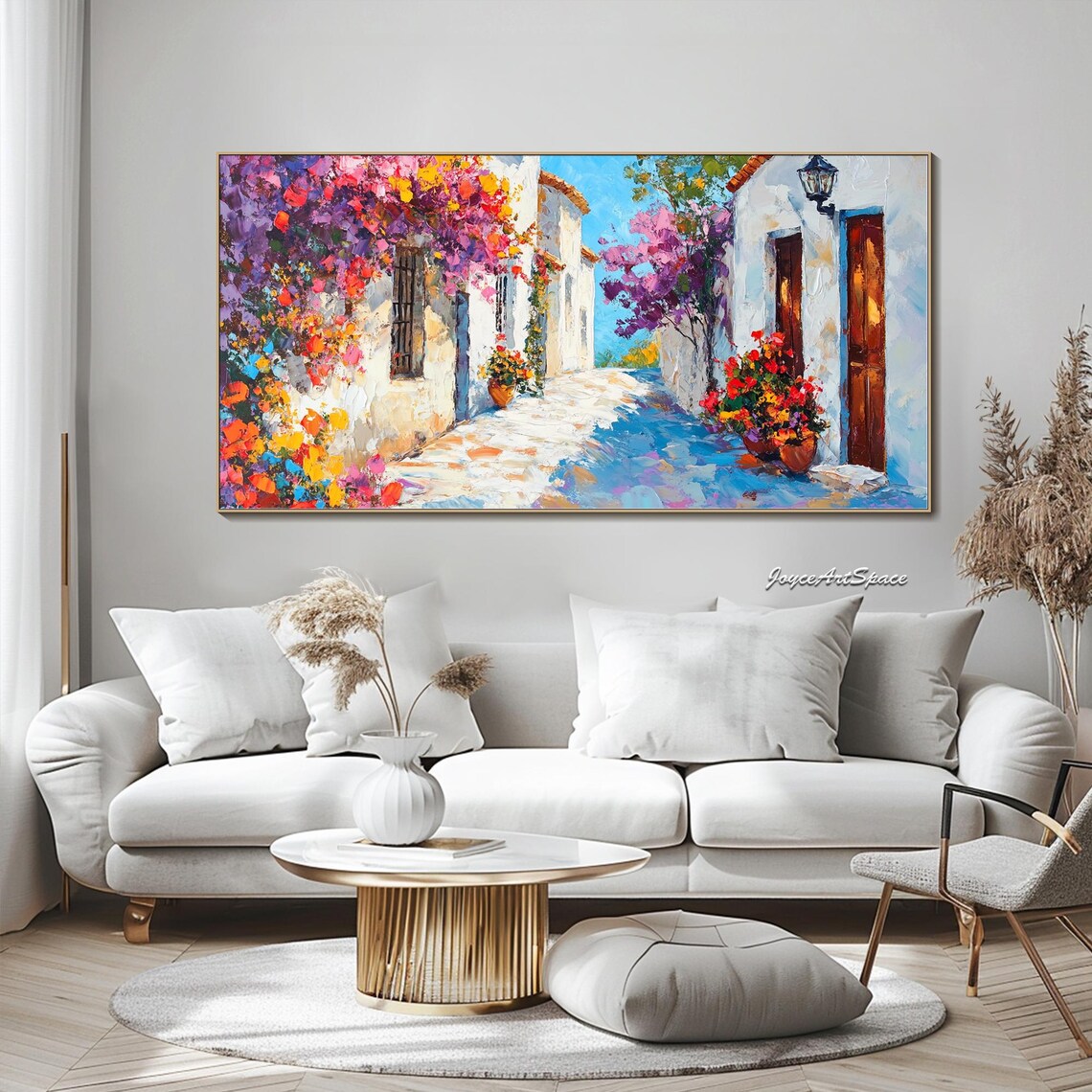 Colorful Floral Mediterranean Oil Painting Art Print - Image 2