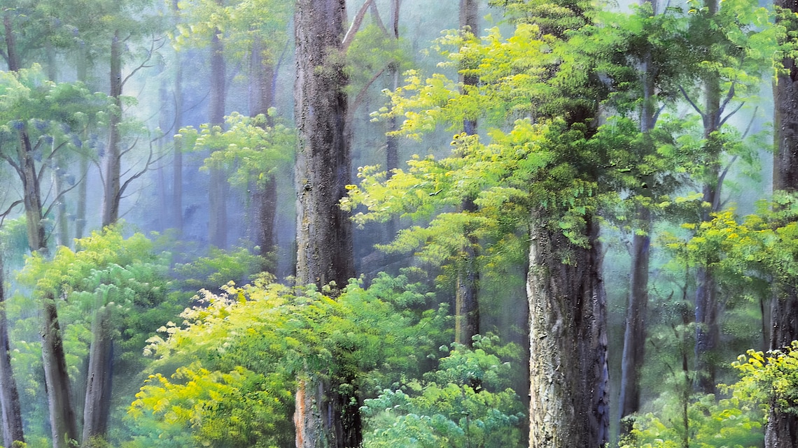 Abstract Forest Oil Painting, Green Landscape Art Print - Image 3