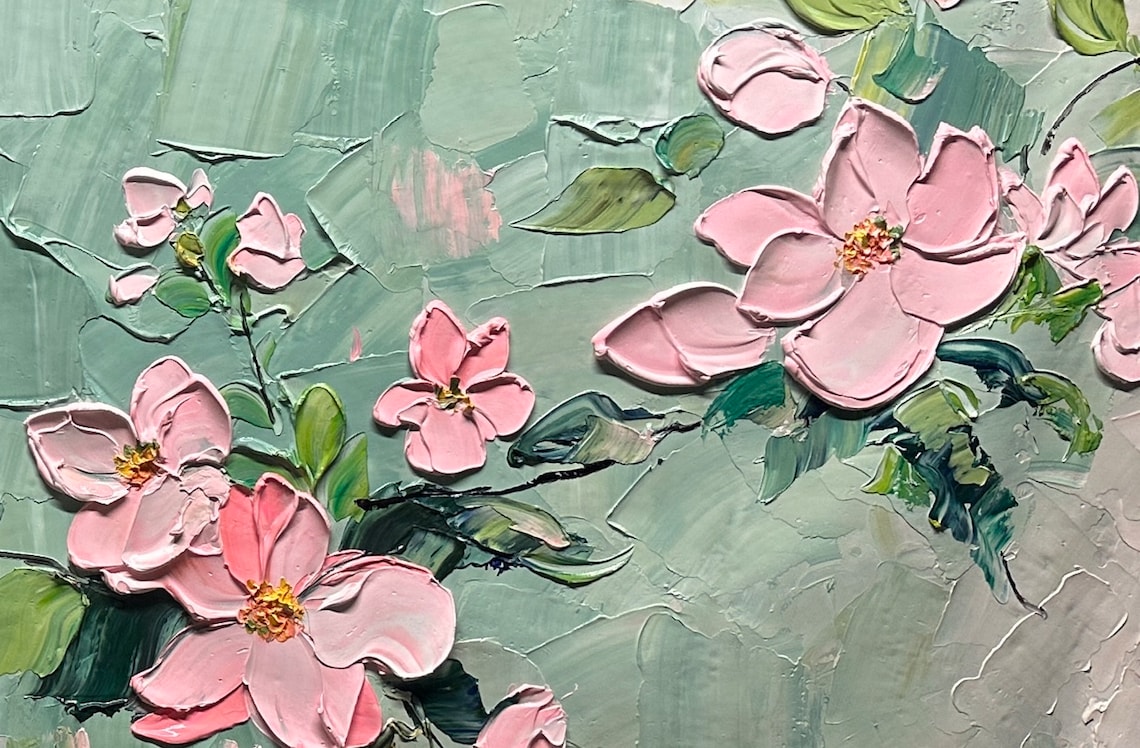 Spring Blossoms Oil-Painting Art Print, Floral Abstract - Image 5