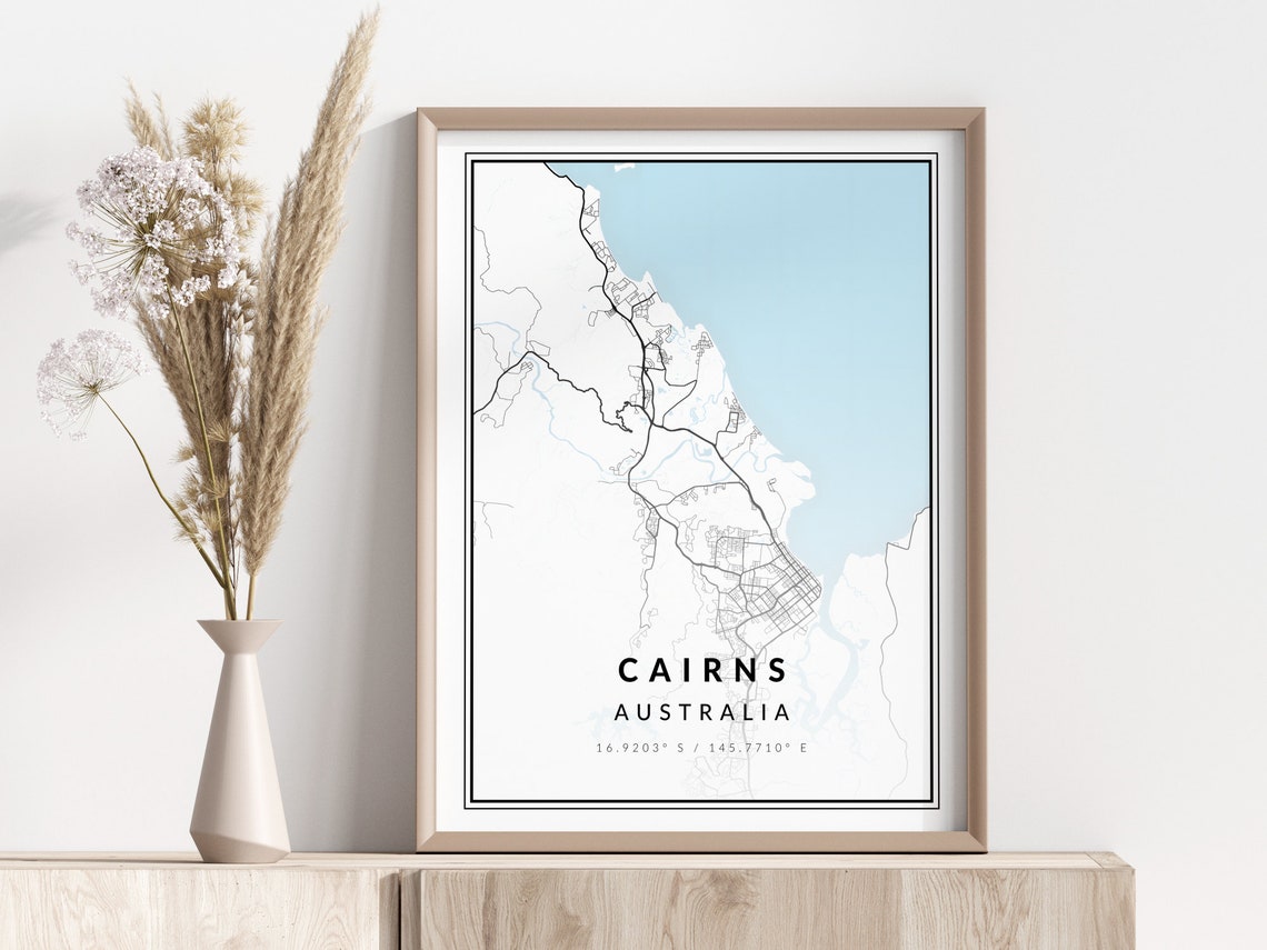 Cairns Map Print Poster Wall Art Geographic