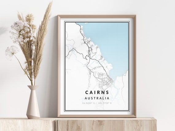 Cairns Map Print Poster Wall Art Geographic