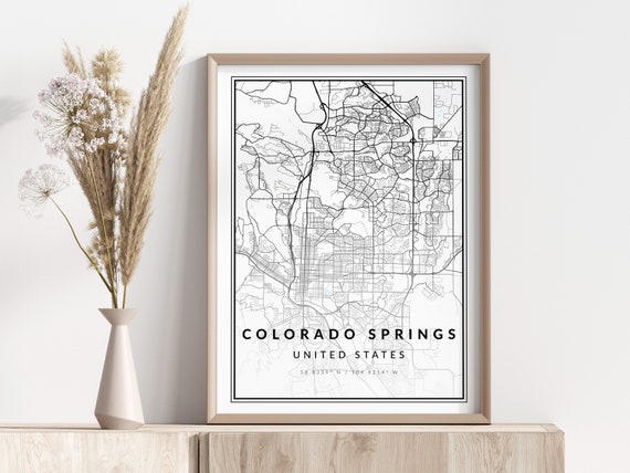 Colorado Springs City Map Print Poster Wall Art Geographic