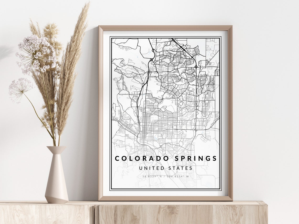 Colorado Springs City Map Print Poster Wall Art Geographic