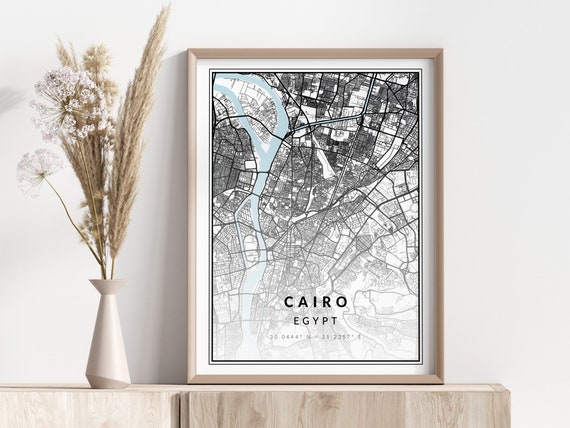 Cairo City Map Print Poster Wall Art Geographic