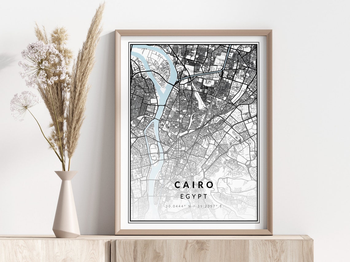 Cairo City Map Print Poster Wall Art Geographic
