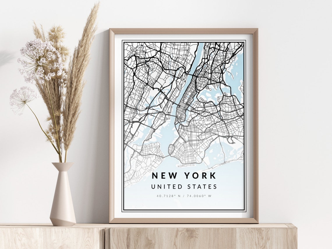 New York City Map Print Poster Wall Art Geographic
