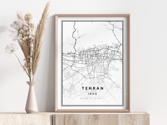 Tehran City Map Print Poster Wall Art Geographic