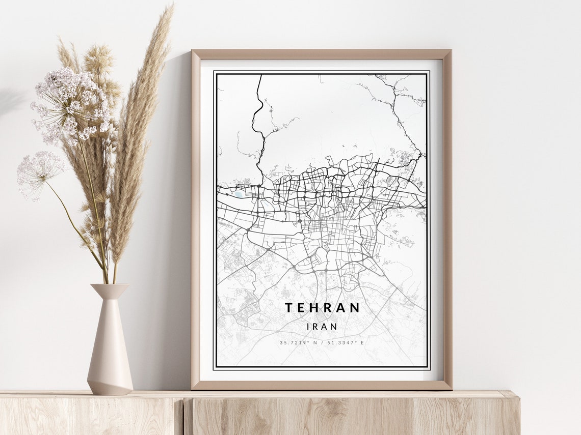 Tehran City Map Print Poster Wall Art Geographic