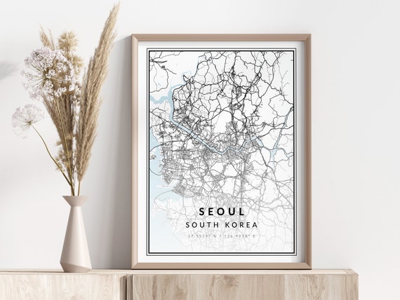 Seoul City Map Print Poster Wall Art Geographic