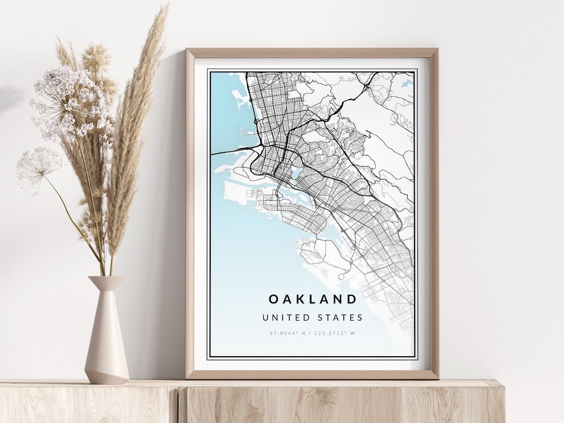 Oakland California Minimalist Bay City Map Poster Street Gift Art