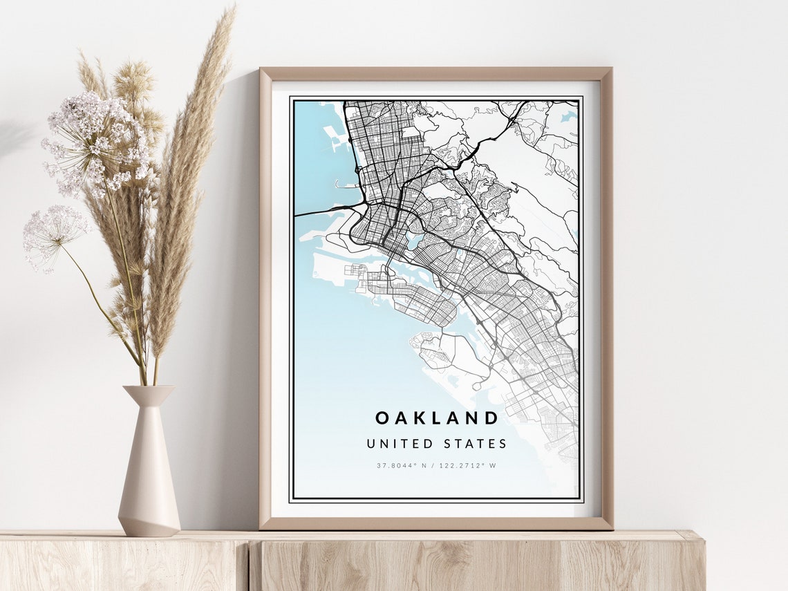 Oakland City Map Print Poster Wall Art Geographic