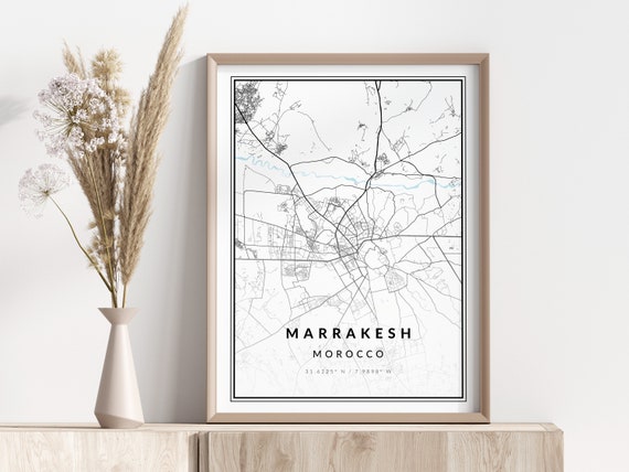 Marrakesh Map Print Poster Wall Art Geographic