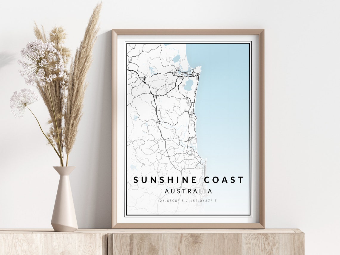 Sunshine Coast Australia Minimalist City Map Coordinates Poster