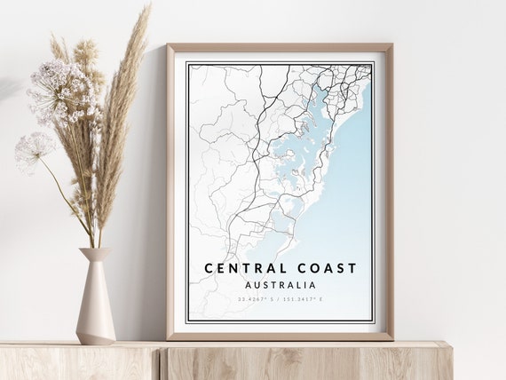 Central Coast Map Print Poster Wall Art Geographic