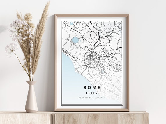 Rome City Map Print Poster Wall Art Geographic
