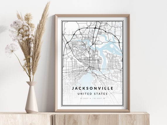 Jacksonville Map Print Poster Wall Art Geographic
