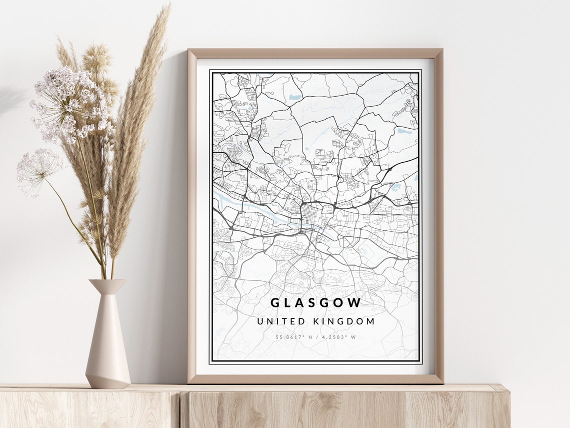 Glasgow United Kingdom Minimalist City Map Poster with Coordinates