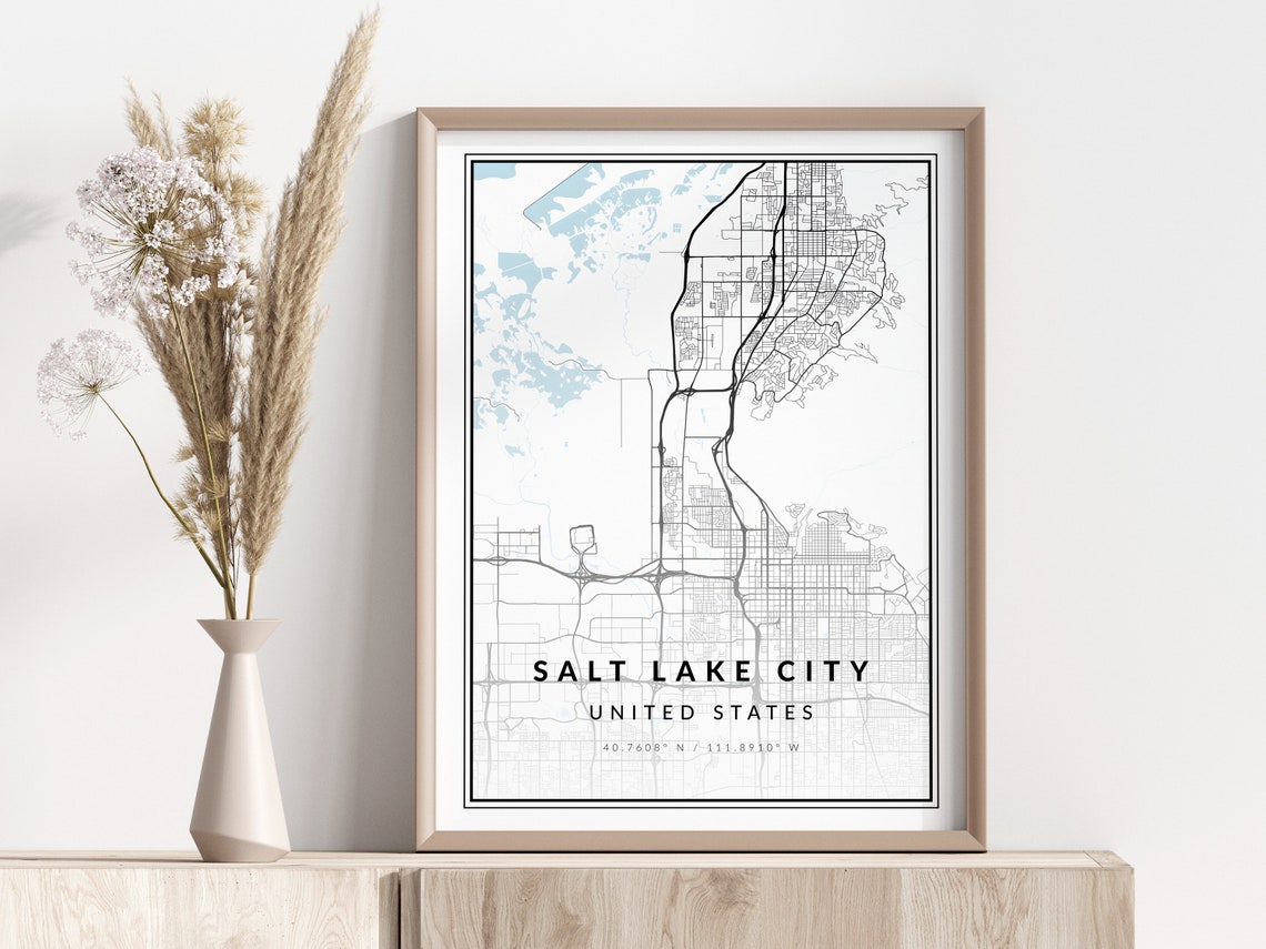 Salt Lake City Map Print Poster Wall Art Geographic