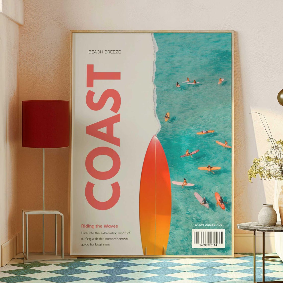 Coast Beach Breeze Magazine Cover Poster Surfing Waves Decor Art