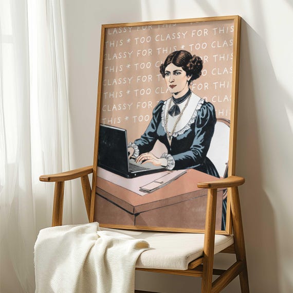 Funny Victorian Office Poster, Retro Desk Decor