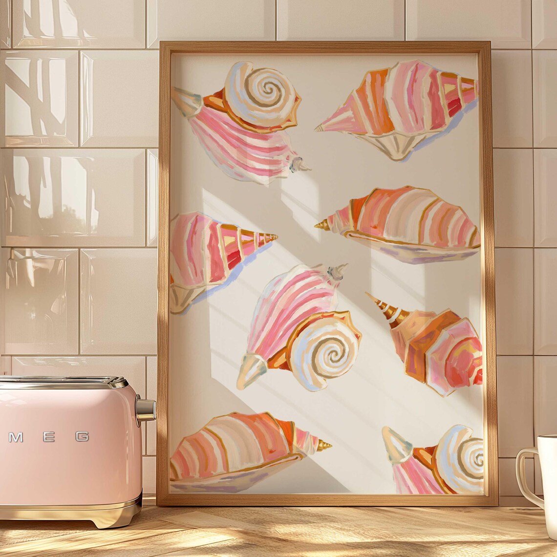 Conch Seashells Pastel Abstract Coastal Art Print