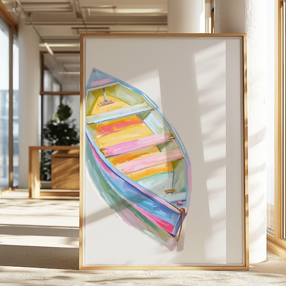 Coastal Art Abstract Beach House Wall Summer Print Decor Fisherman Boat Poster Meet Me At The Dopamine