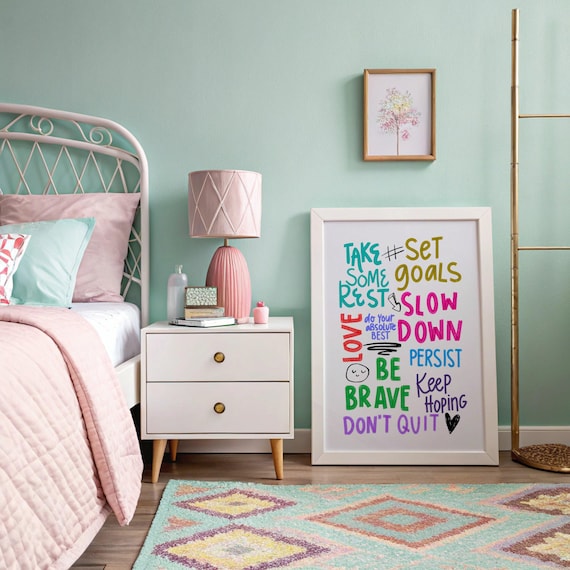 Positive Wall Art Minimalist Print Modern Trendy Retro Teen Room Decor