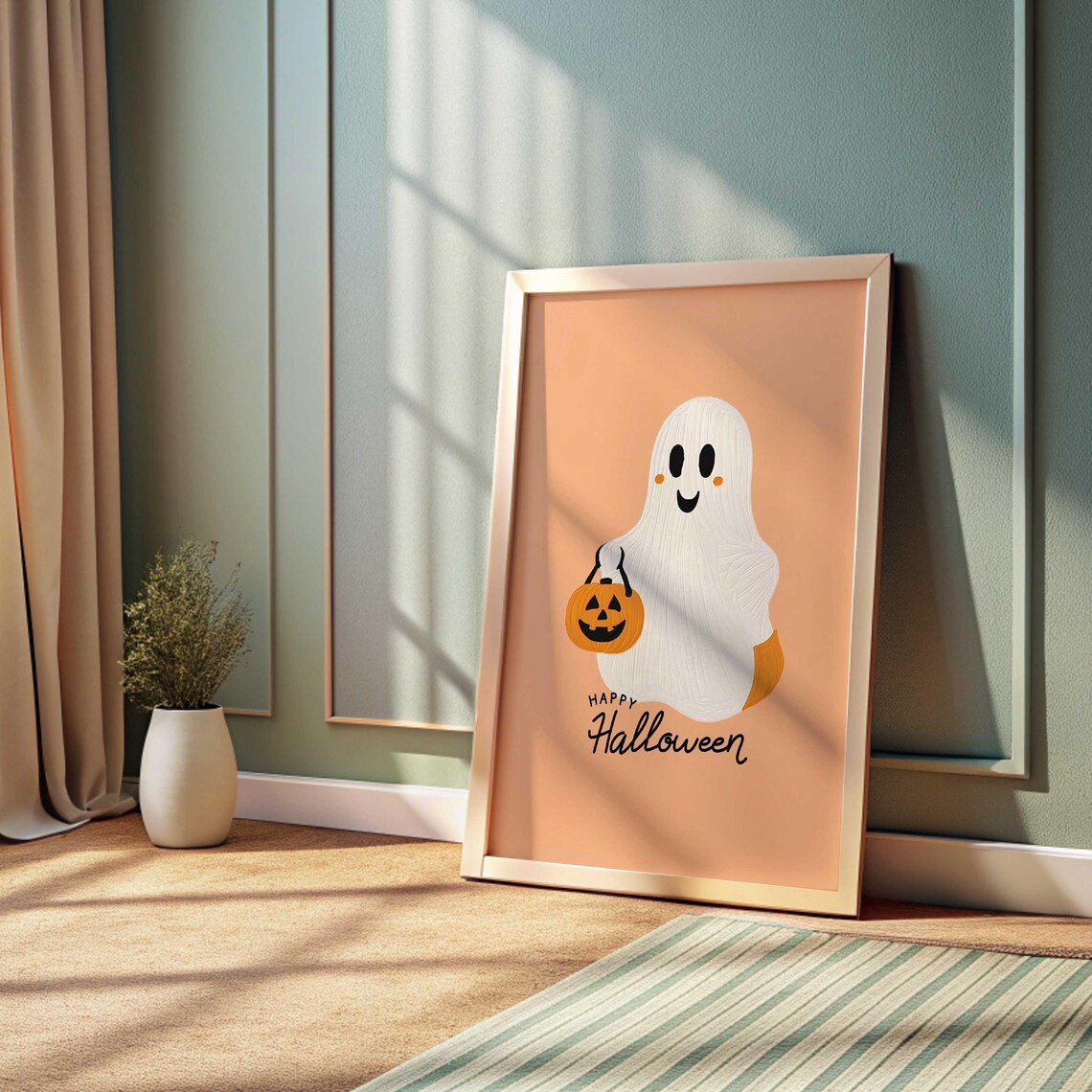 Cute Ghosts Trick Or Treat Nursery Room Art Print