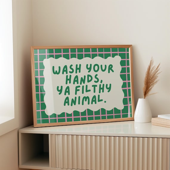 Funny Bathroom Art Print Toilet Humor Decor Maximalist Colorful Wall Gift