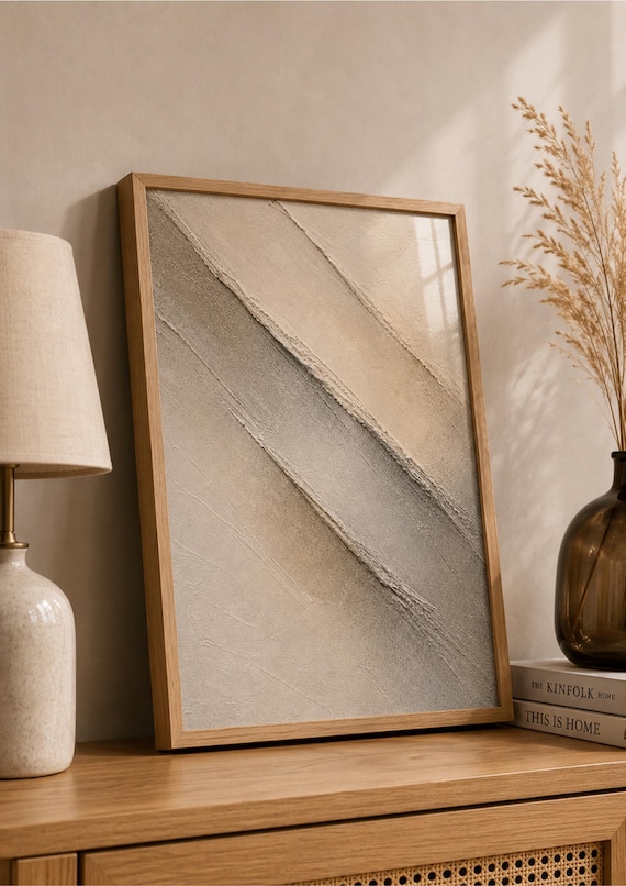 Abstract Textured Wall Art, Neutral Beige Minimalist Decor
