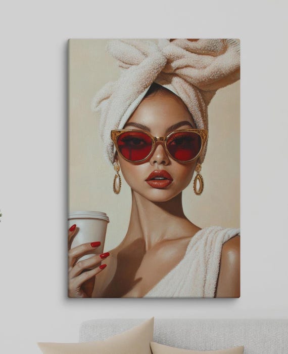 Glamorous Woman With Coffee Art Perfect Wall Decor For Beauty Salons And Spas Modern And Stylish Artwork Ready To Hang