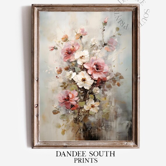 Vintage Floral Spring Flowers Antique Farmhouse Art Print