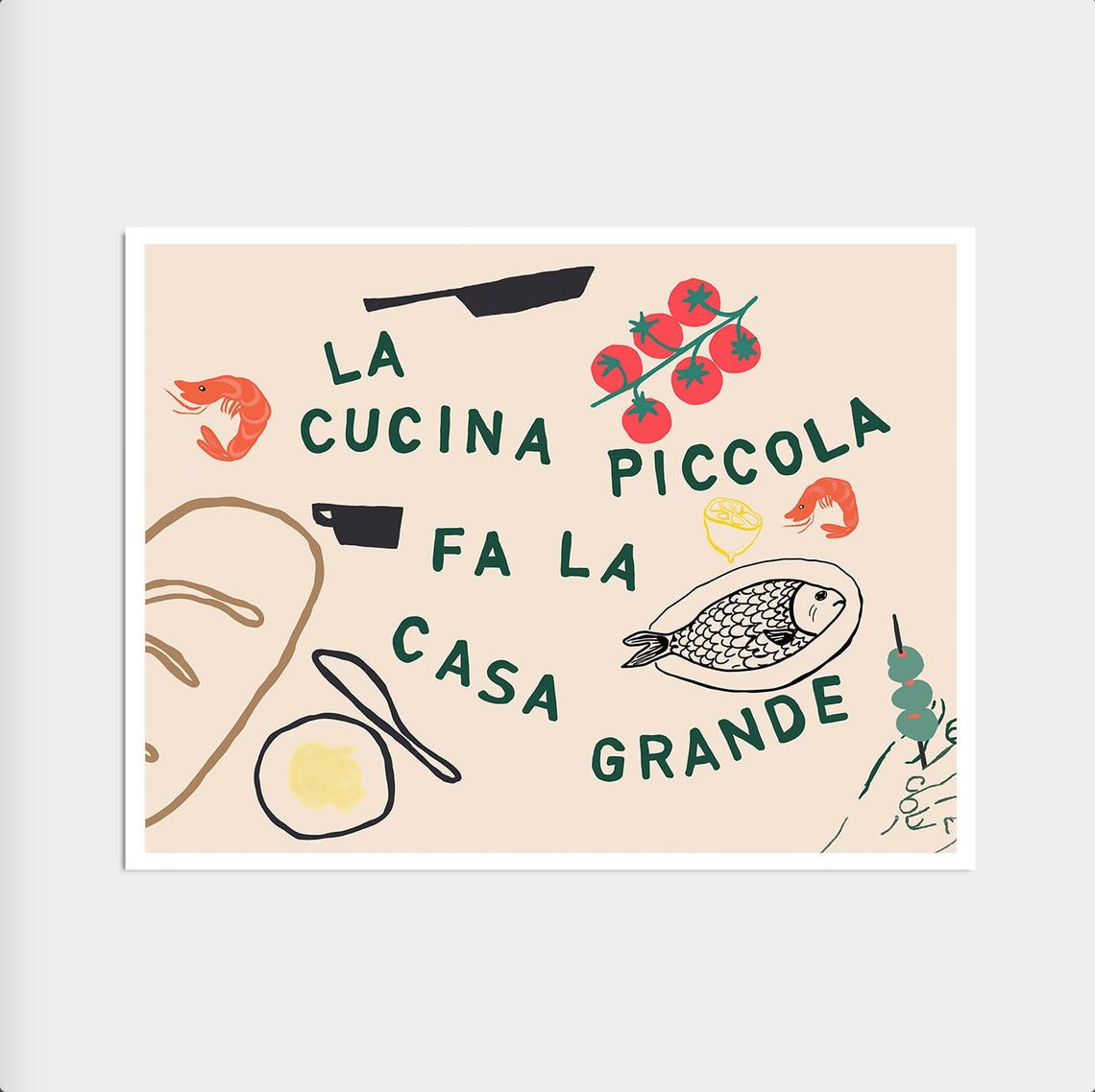 La Cucina Piccola Fa La Casa Grande Italian Kitchen Quote Poster - Image 2