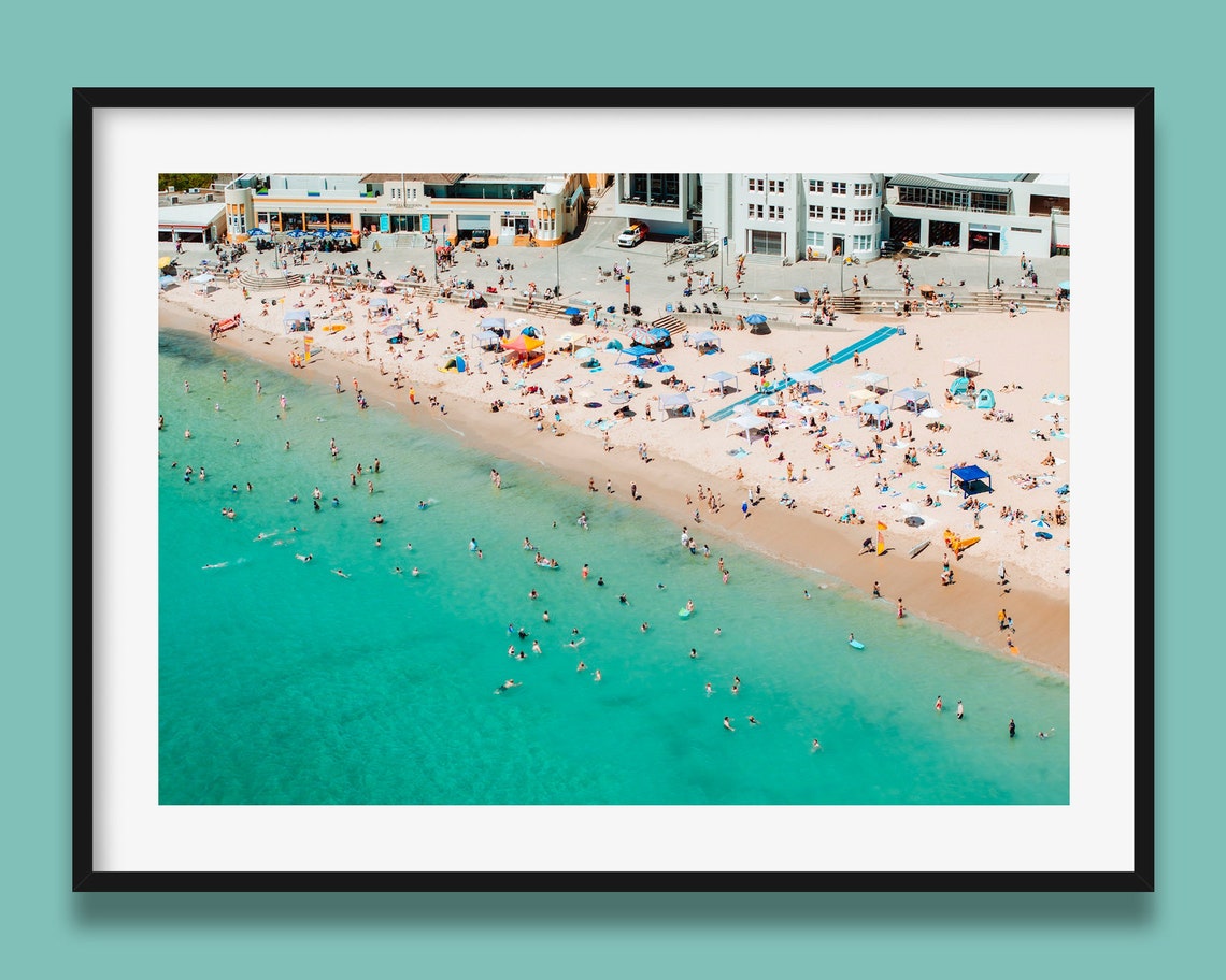 Cronulla Beach Summer Day Crowded Shore Aerial Sydney Poster