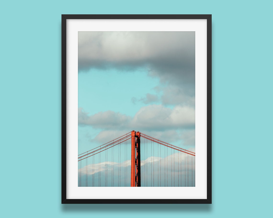 Ponte 25 De Abril Bridge Minimal Sky Lisbon Portugal Wall Poster