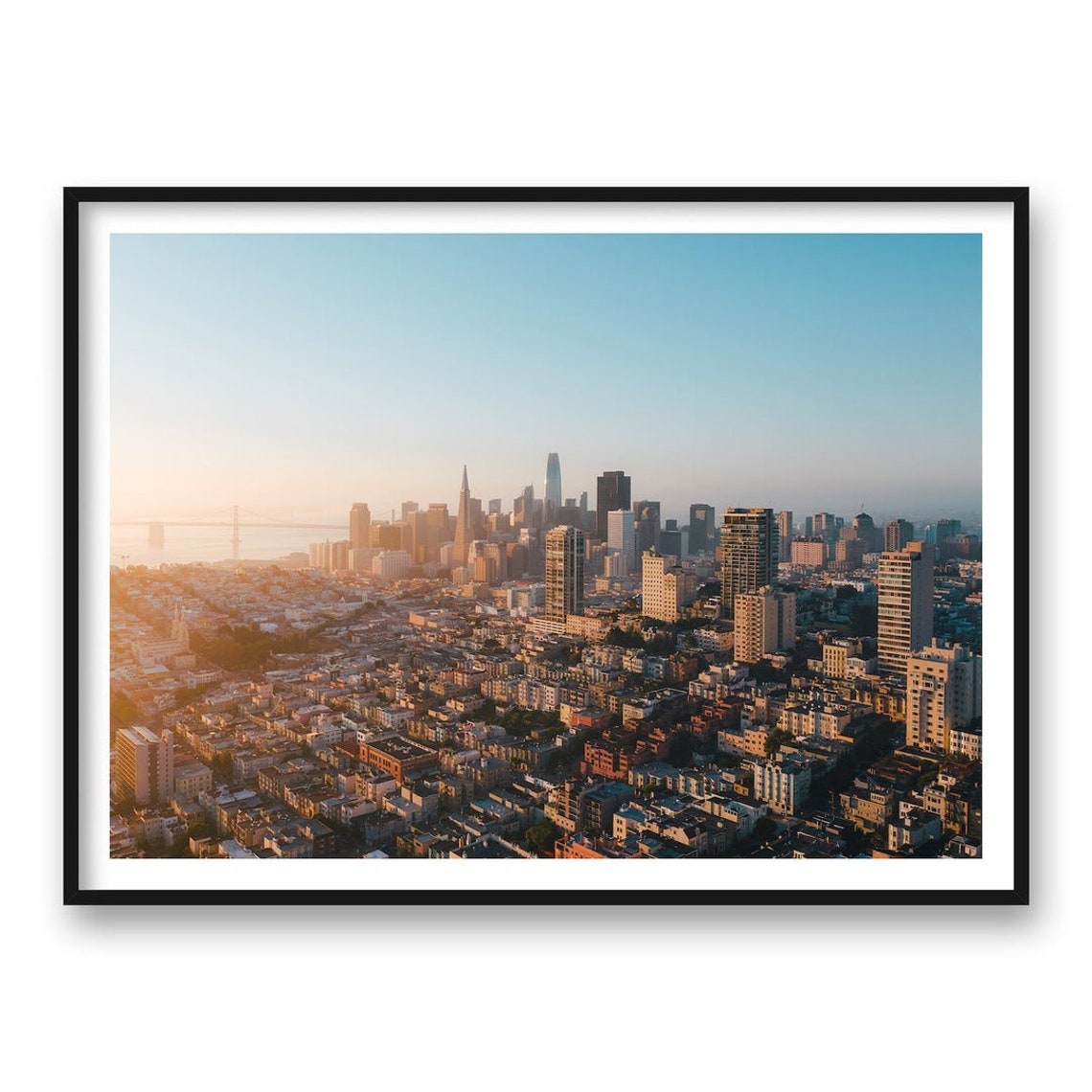 San Francisco Skyline Sunrise Transamerica Pyramid Bay Bridge Poster - Image 2