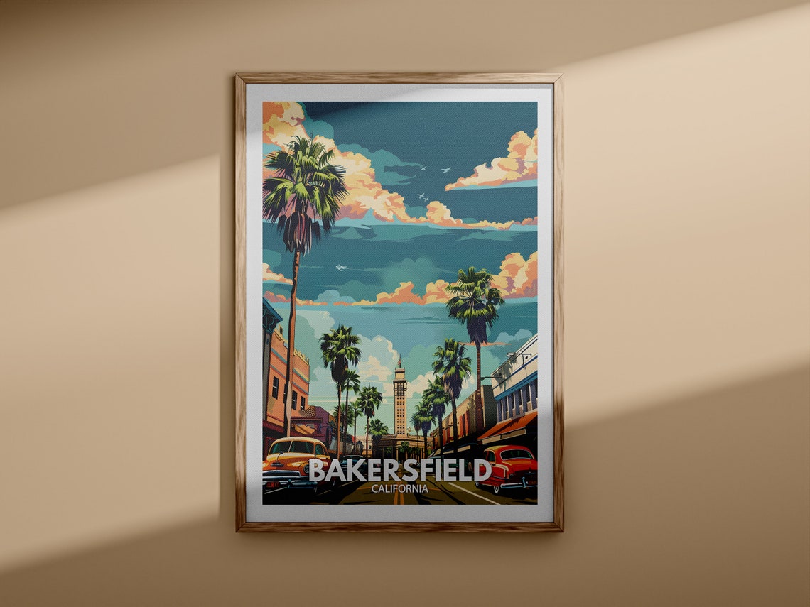 Bakersfield Print Bakersfield Travel Poster California Wall Art Print United States Travel Home Decor Usa City Poster - Image 3