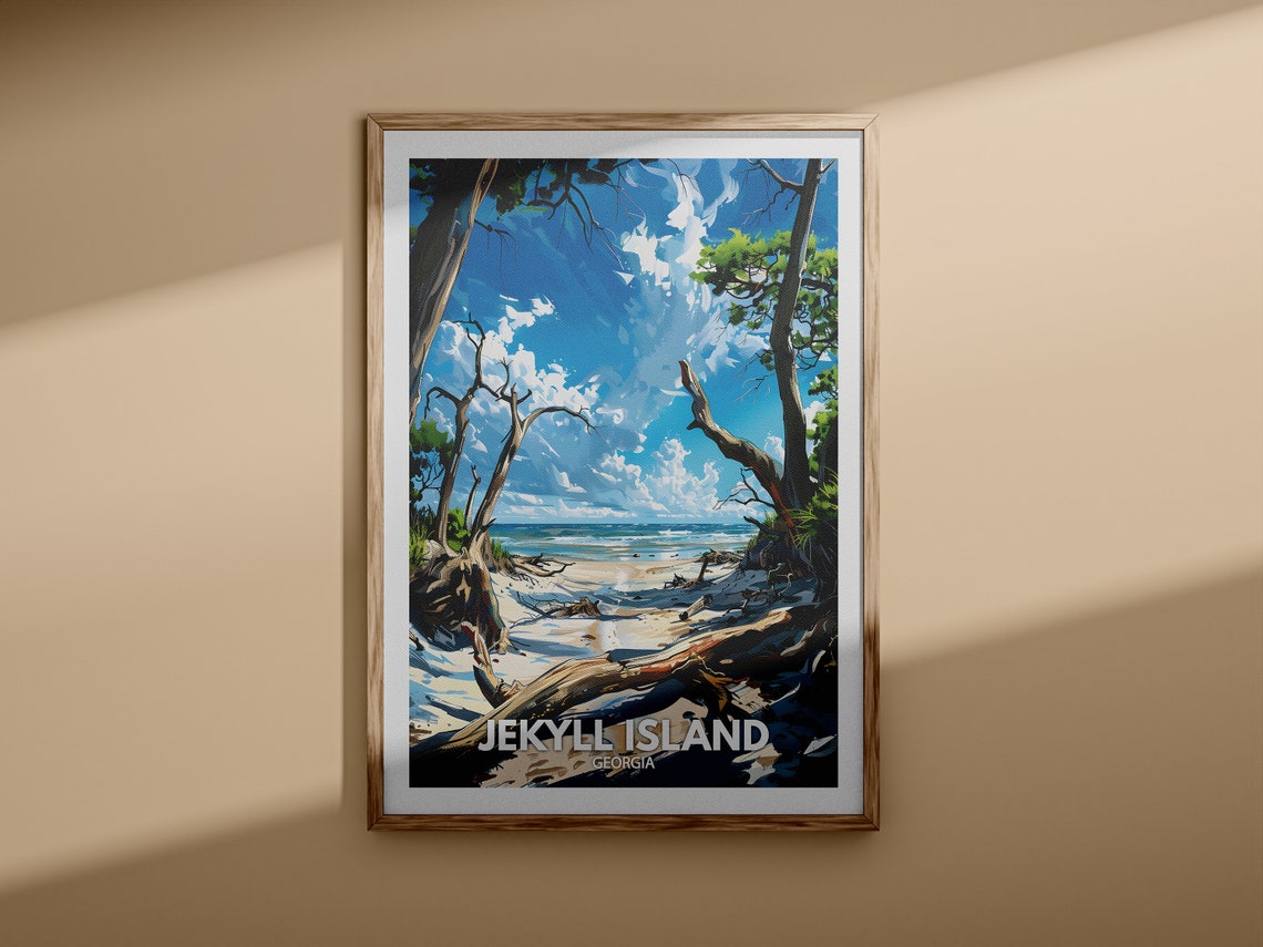 Jekyll Island Georgia Driftwood Beach Coast Vintage Travel Poster - Image 3
