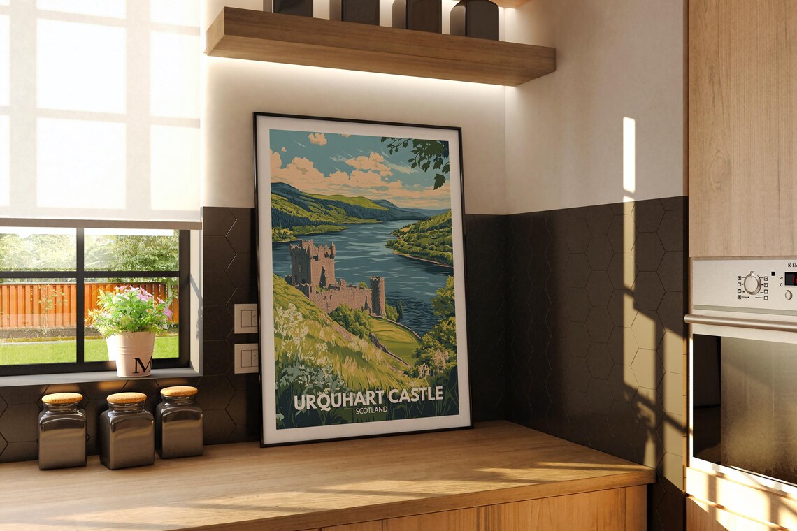 Urquhart Castle Scotland Loch Ness Shoreside Ruins Vintage Travel Poster - Image 2
