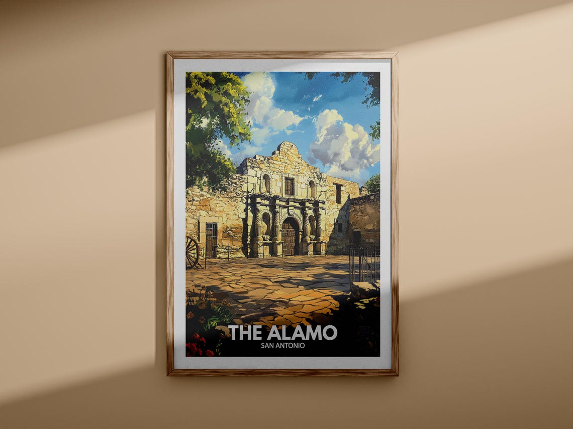 The Alamo Print The Alamo Travel Poster San Antonio Wall Art Print San Antonio Home Decor Travel Wall Decor Unique City Poster - Image 3