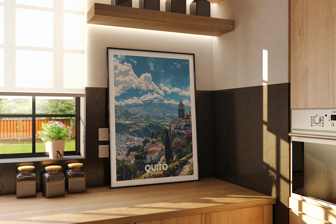 Quito Ecuador Andean Volcano Cityscape Vintage Travel Poster - Image 2