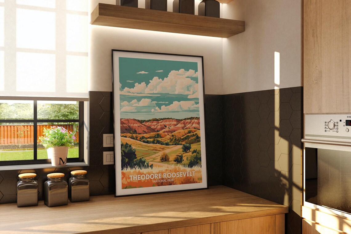 Theodore Roosevelt National Park Badlands Vintage Travel Poster - Image 2
