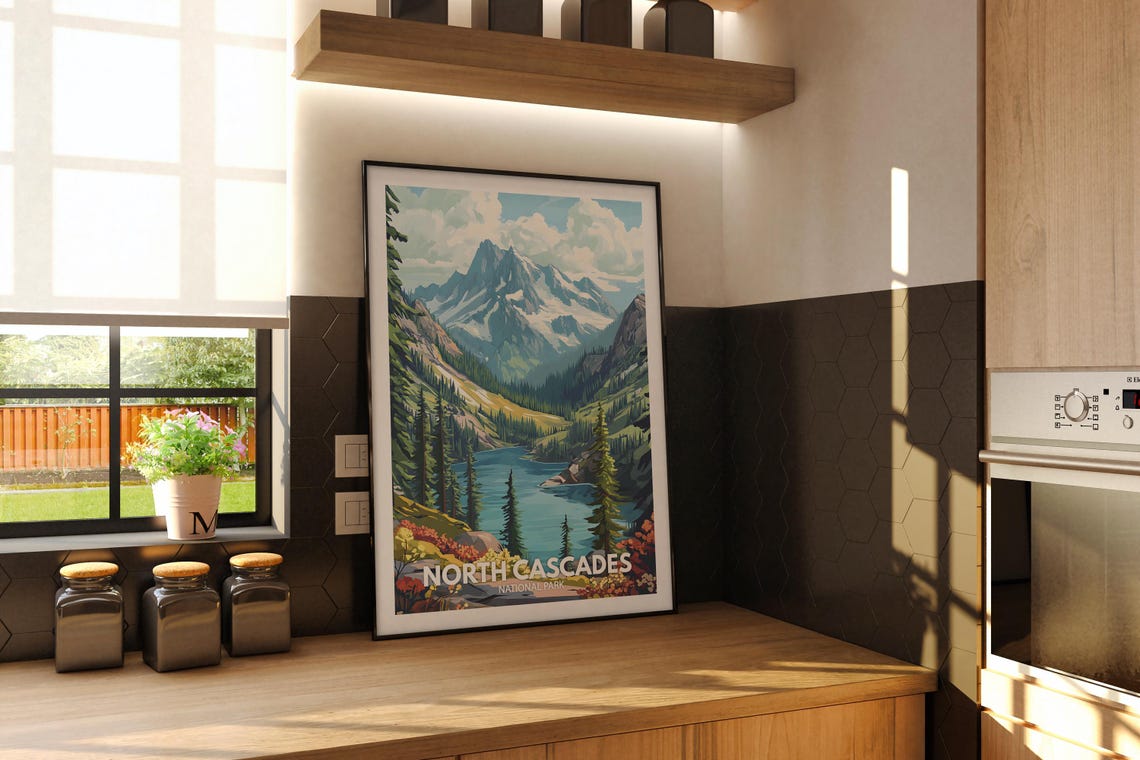 North Cascades Print North Cascades National Park Poster United States National Parks Art United States Travel Poster Nature Prints - Image 2