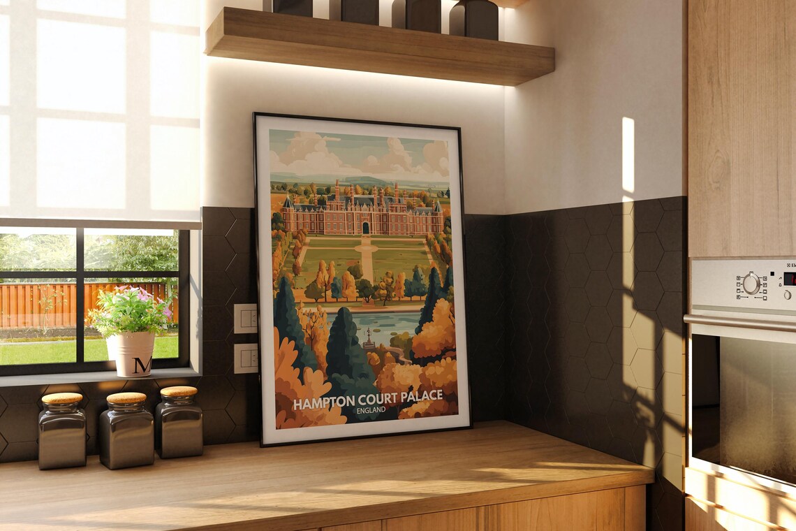 Hampton Court Palace England Autumn Gardens Royal Estate Travel Poster - Image 2