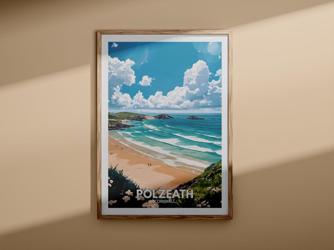 Polzeath Cornwall Golden Beach Ocean Surf Summer Travel Poster - Image 3