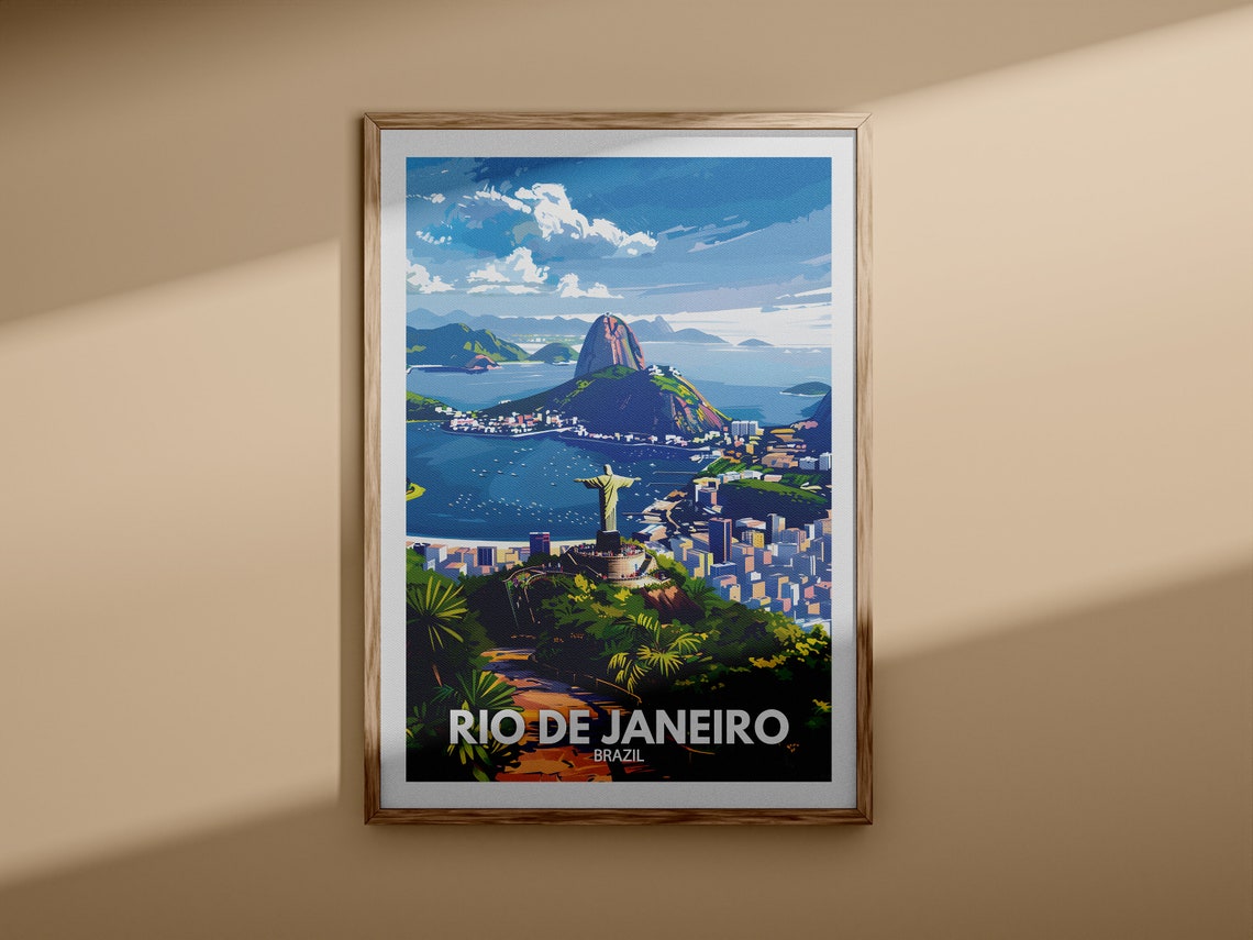 Rio De Janeiro Print Rio De Janeiro Travel Poster Brazil Wall Art Print Brazil Home Decor Travel Wall Art Poster Unique City Print - Image 3