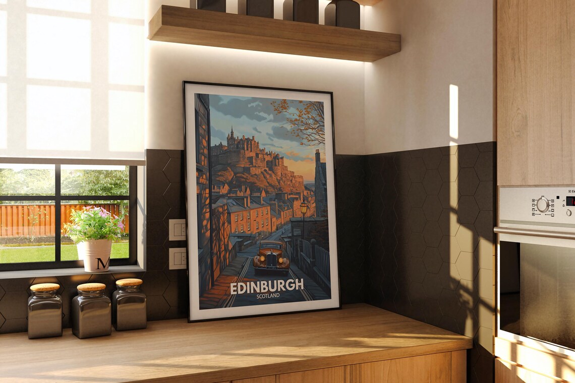 Edinburgh Scotland Castle Old Town Autumn Street Travel Poster - Image 2