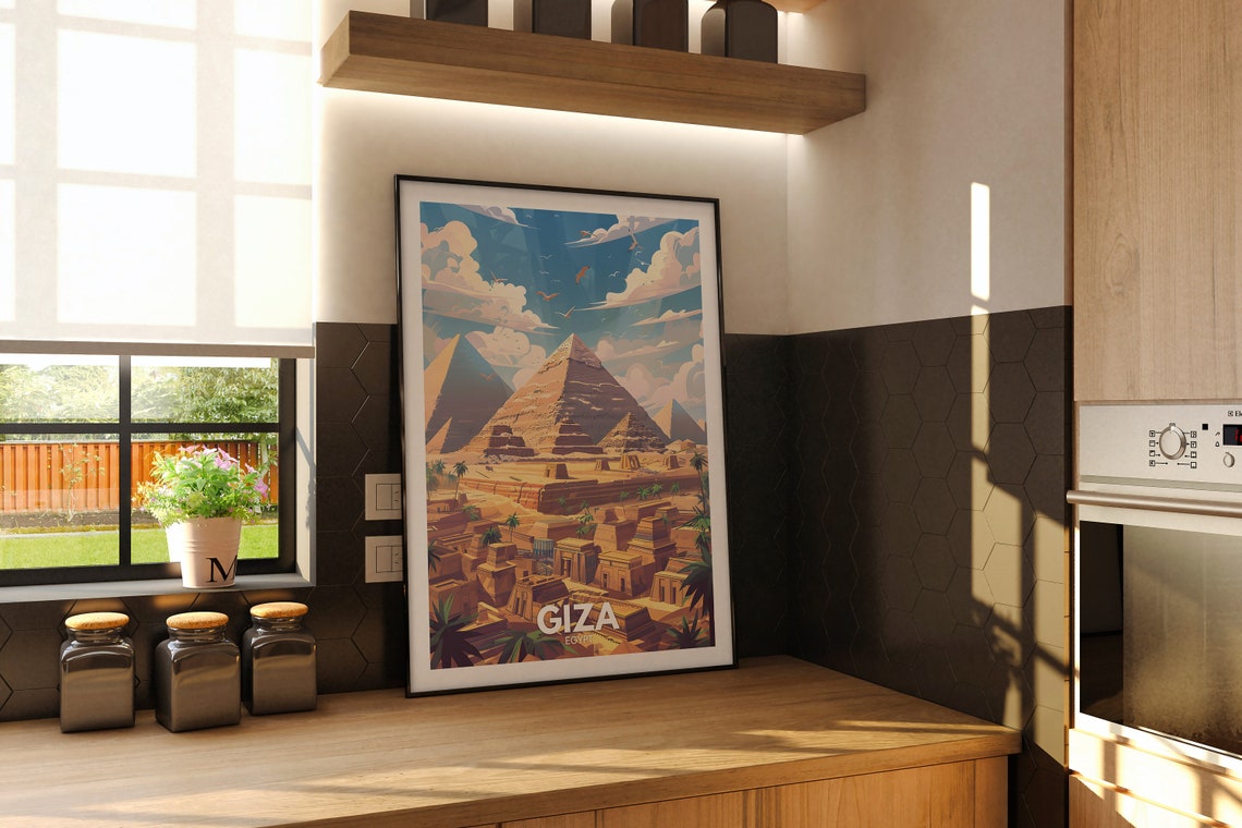 Giza Egypt Pyramids Ancient Desert Oasis Vintage Travel Poster - Image 2