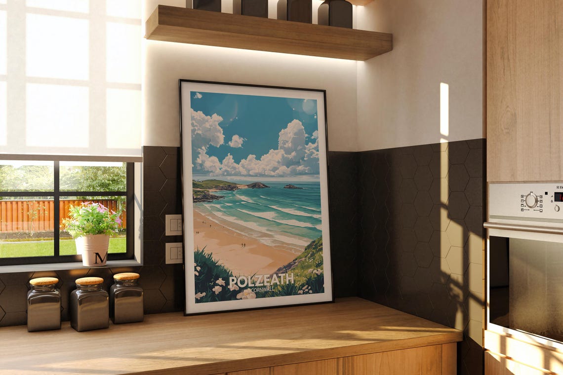 Polzeath Cornwall Golden Beach Ocean Surf Summer Travel Poster - Image 2
